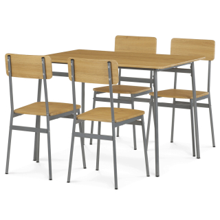 Jídelní set AUT-O2156 OAK – stůl a 4 židle | divoký dub