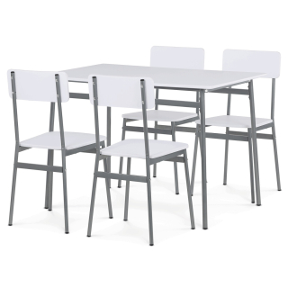 Jídelní set AUT-O2156 WT – stůl a 4 židle bílý